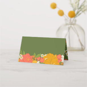 Carte De Placement Fête de mariage avec un bouquet floral