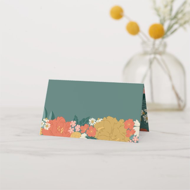 Carte De Placement Fête de mariage avec un bouquet floral (Devant)