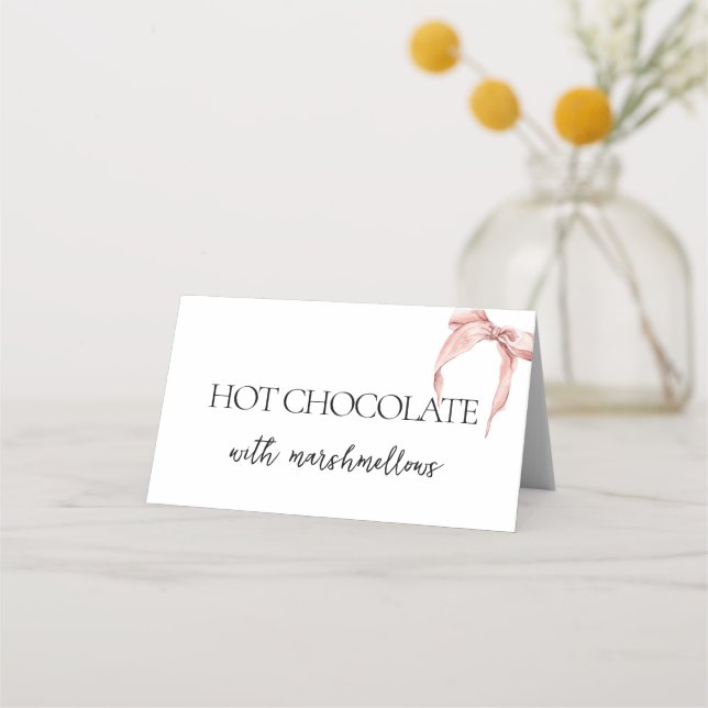 Carte De Placement Fête de mariage avec un nœud rose (Devant)