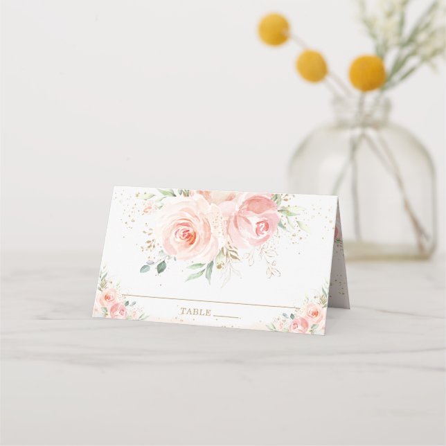 Carte De Placement Fête de mariage bébé rose florale Baby Shower Anni (Devant)