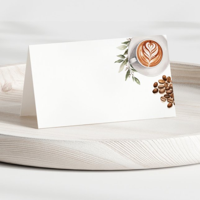 Carte De Placement Fête de Mariage Café - L'amour est dans l'air Étiq (Coffee Bridal Shower - Love is Brewing Food Label)