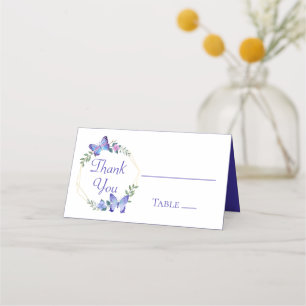 Carte De Placement Fête de mariage des papillons floraux bleus papill