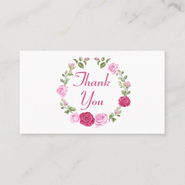Carte De Placement Fête de mariage rose Merci floral (Devant)