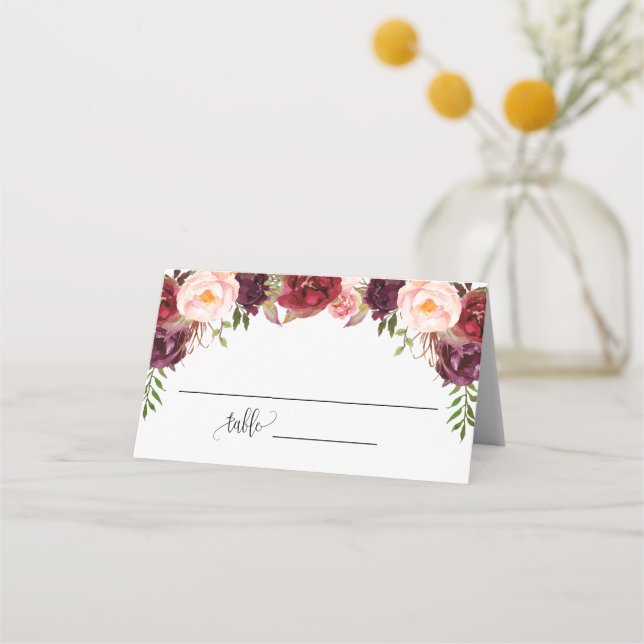 Carte De Placement Fête des mariées florale Marsal Mariage Siège plié (Devant)