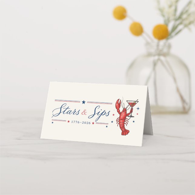 Carte De Placement Fête du 4 juillet Stars & Sips (Devant)