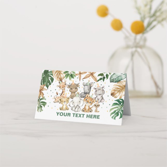 Carte De Placement Fête Safari Jungle Cute Animaux Sauvages Un Annive (Devant)