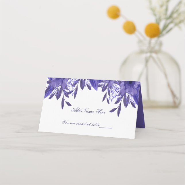 Carte De Placement Feuillage de feuillage bleu violet plié Table Plac (Devant)