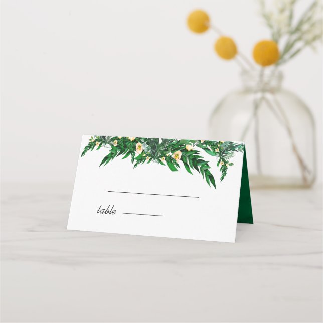 Carte De Placement Feuillage Eucalyptus vert rustique blanc (Devant)