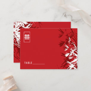 Carte De Placement Feuille bambou rouge et blanc Mariage asiatique mo