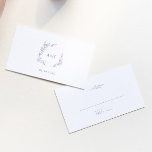 Carte De Placement Feuille minimale   Dusty Purple Mariage plat