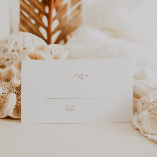 Carte De Placement Feuille minimale | Mariage Gold Flat (Créateur téléchargé)