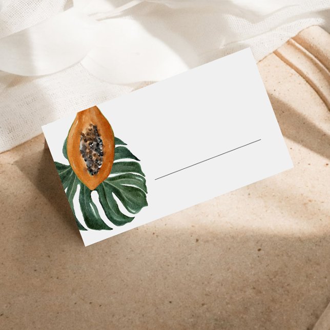 Carte De Placement Feuille tropicale et papaye en remplissage (Créateur téléchargé)