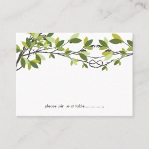 Carte De Placement Feuille vert noué amoureux arbres Mariage d'été