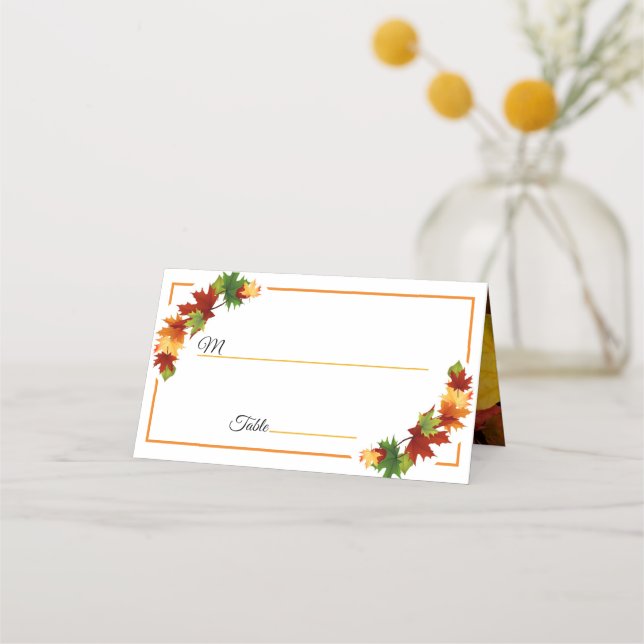 Carte De Placement Feuilles automnales Couleurs automne Personnaliser (Devant)