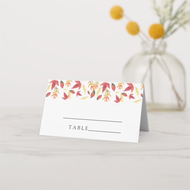 Carte De Placement Feuilles d'automne - cartons de table pour mariage (Devant)