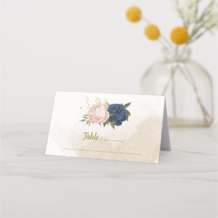 Carte De Placement feuilles de la marine des fleurs rousses vert