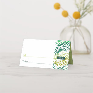 Carte De Placement Feuilles de palmiers tropicaux, Mariage de plage
