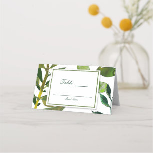 Carte De Placement Feuilles de plantes botaniques vertes glamour pour