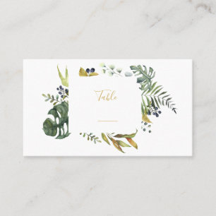 Carte De Placement Feuilles et couronne de fleurs, numéro de table fr