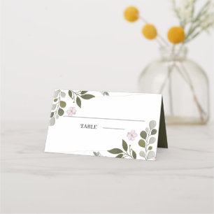 Carte De Placement Feuilles Et Fleurs D'Aquarelle Simple