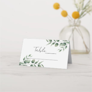 Carte De Placement Feuilles verdoyants minimaux Mariage blanc moderne