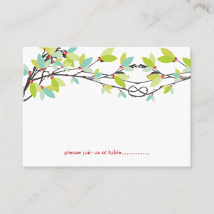 Carte De Placement Feuilles verts amoureux noués arbres Printemps Mar