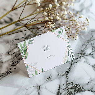 Carte De Placement Feuilles verts, numéro de table