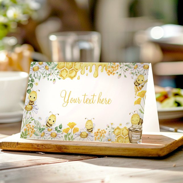 Carte De Placement First Bee Day Bumblebee Birthday Party Food Tent (Créateur téléchargé)