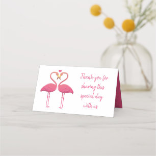 Carte De Placement Flamant rose rose Merci Tropical Wedding Party