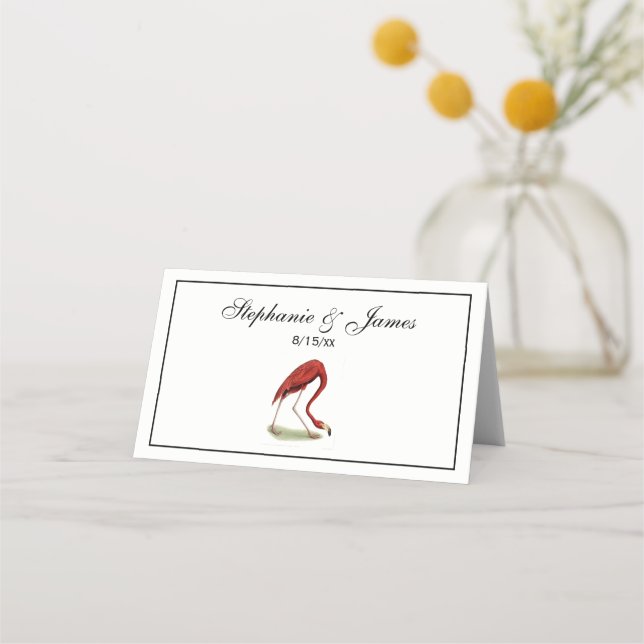 Carte De Placement Flamant rose rose vintage #1 (Devant)