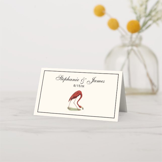 Carte De Placement Flamant rose rose vintage #1 (Devant)
