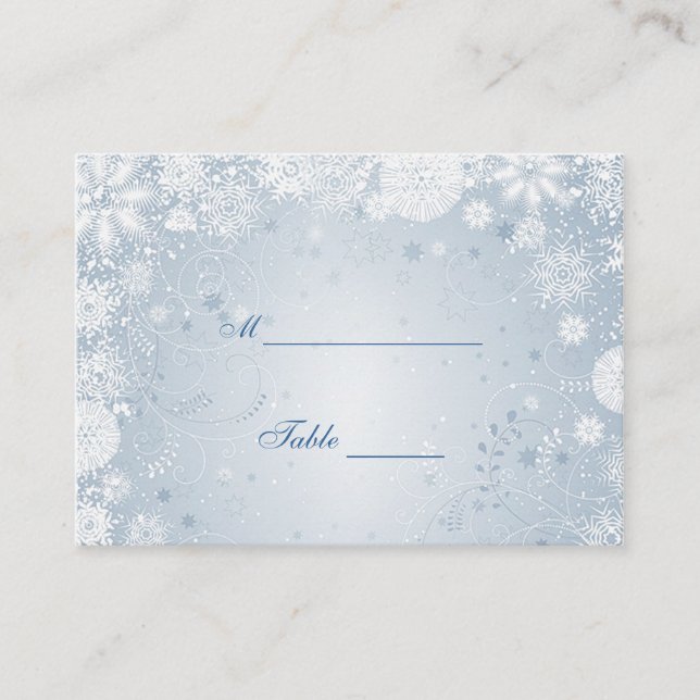 Carte De Placement Flammes de neige blanc argent bleu Table Place car (Devant)