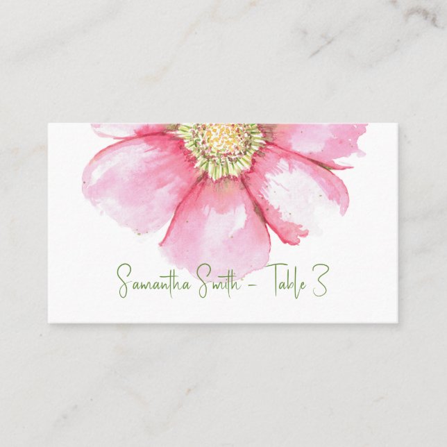 Carte De Placement Fleur d'aquarelle peinte à la main Nom personnalis (Devant)