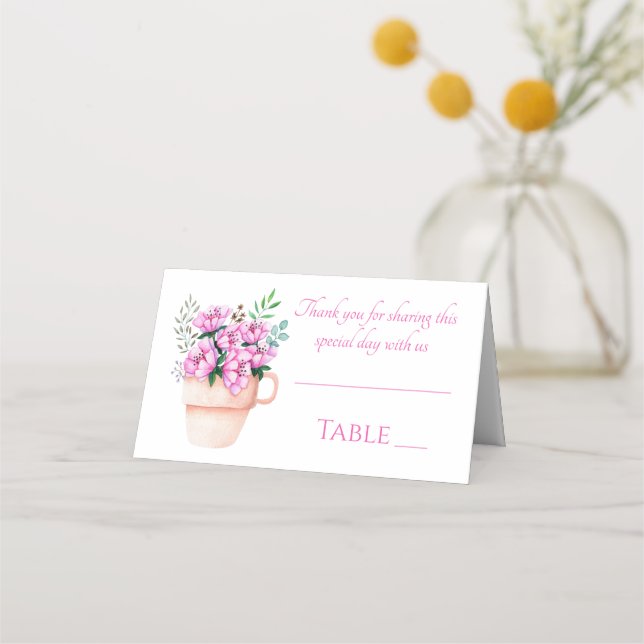 Carte De Placement Fleur d'aquarelle rose Floral Fleur Printemps (Devant)