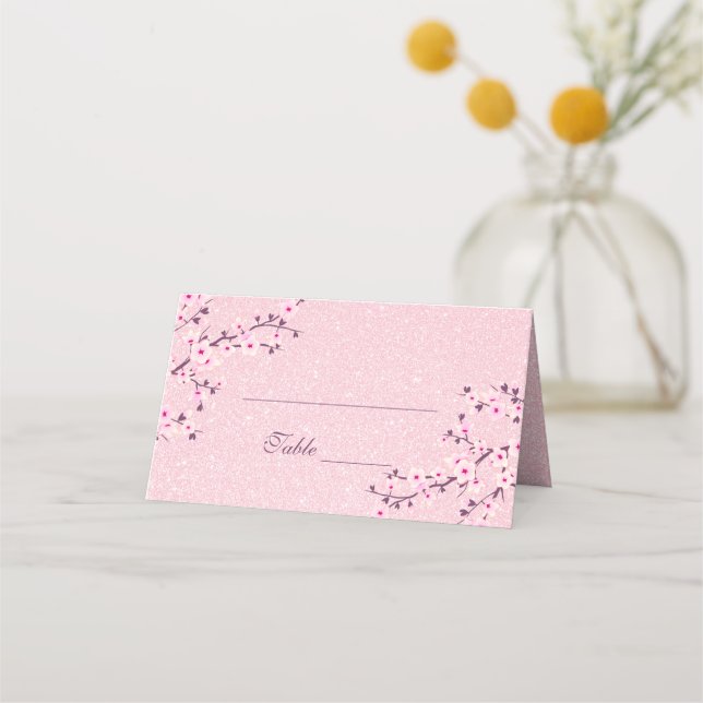 Carte De Placement Fleur de cerisier Fleur Parties scintillant rose F (Devant)