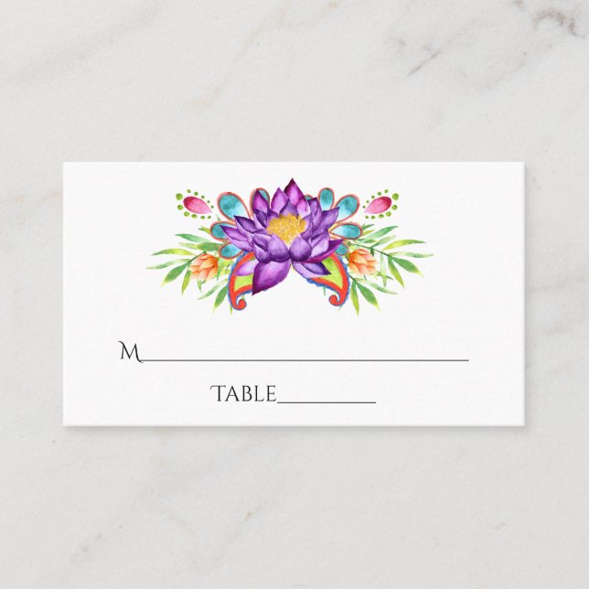 Carte De Placement Fleur de lotus indien aquarelle (Devant)