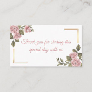 Carte De Placement Fleur de Paon Rose Floral Mariage d'Été Remercieme