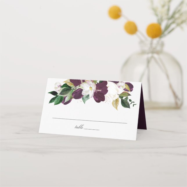 Carte De Placement Fleur de Prunier Foncé | Mariage (Devant)