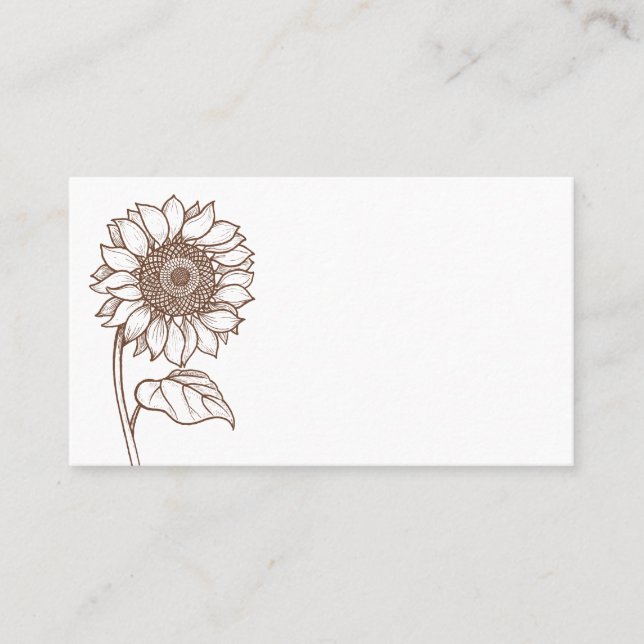 Carte De Placement Fleur de tournesol floral marron mariage champêtre (Devant)