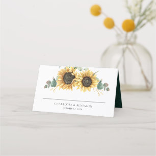 Carte De Placement Fleur de tournesol floral Nom et Mariage de date