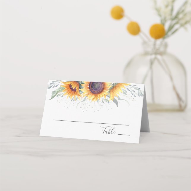 Carte De Placement Fleur de tournesol | Mariage floral (Devant)