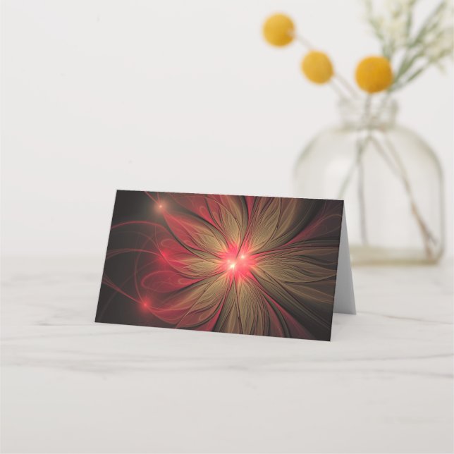 Carte De Placement Fleur fractale de fansy rouge (Devant)