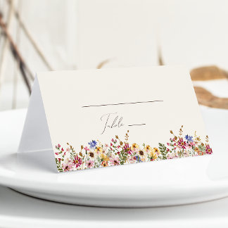Carte De Placement Fleur sauvage colorée | Beige plié de prairie