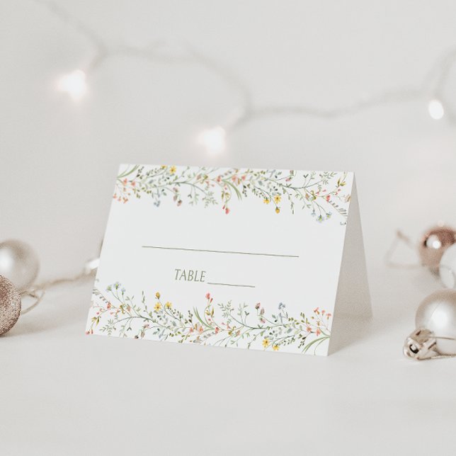 Carte De Placement Fleur sauvage de prairie délicate Mariage de print (Créateur téléchargé)