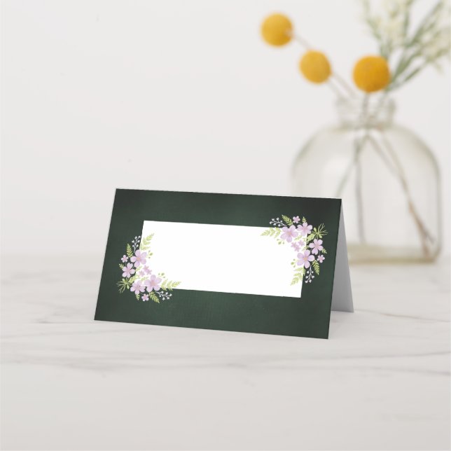 Carte De Placement Fleur sauvage & Fern sur Forest Green (Devant)