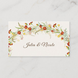 Carte De Placement Fleur sauvage Jaune Marigold Mariage de feuillage