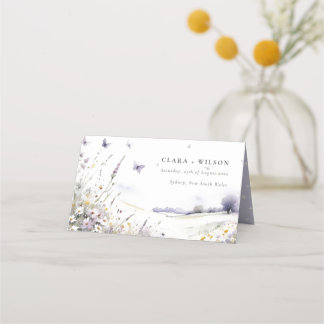 Carte De Placement Fleur sauvage Lilac Papillon Mariage paysage