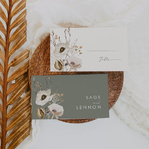 Carte De Placement Fleur sauvage lunatique   Mariage plat ivoire