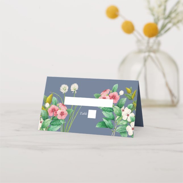 Carte De Placement Fleur sauvage Periwinkle Dusty Blue Mariage (Devant)