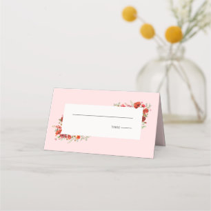 Carte De Placement Fleur sauvage Poppy Mariage rose